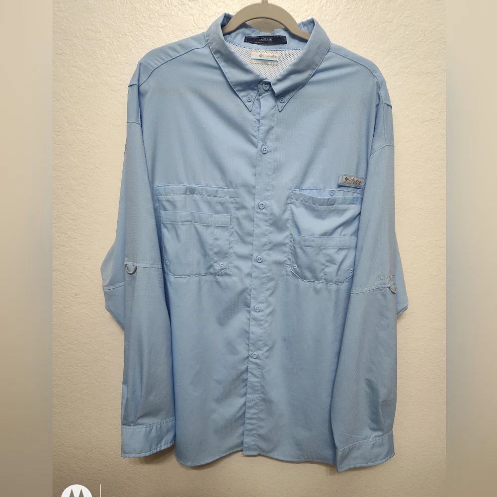 COLUMBIA Men's Tamiami Long Sleeve XXL Blue Fishing Shirt - Picture 1 of 9